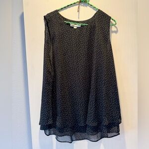Elegant Black Sleeveless Blouse with Polka Dots
